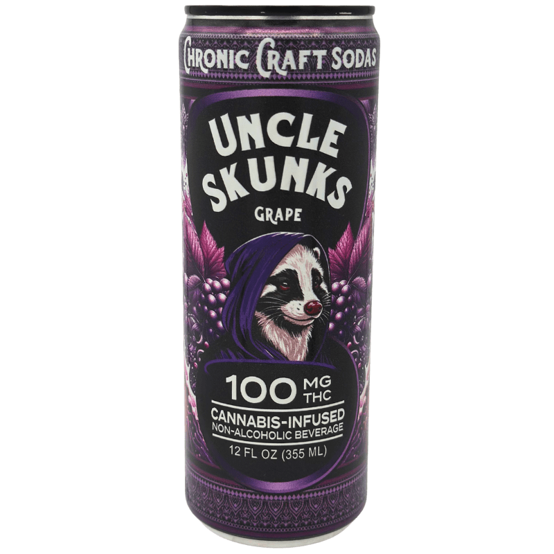 Uncle Skunks Delta 9 THC 100MG Craft Soda 12oz Grape